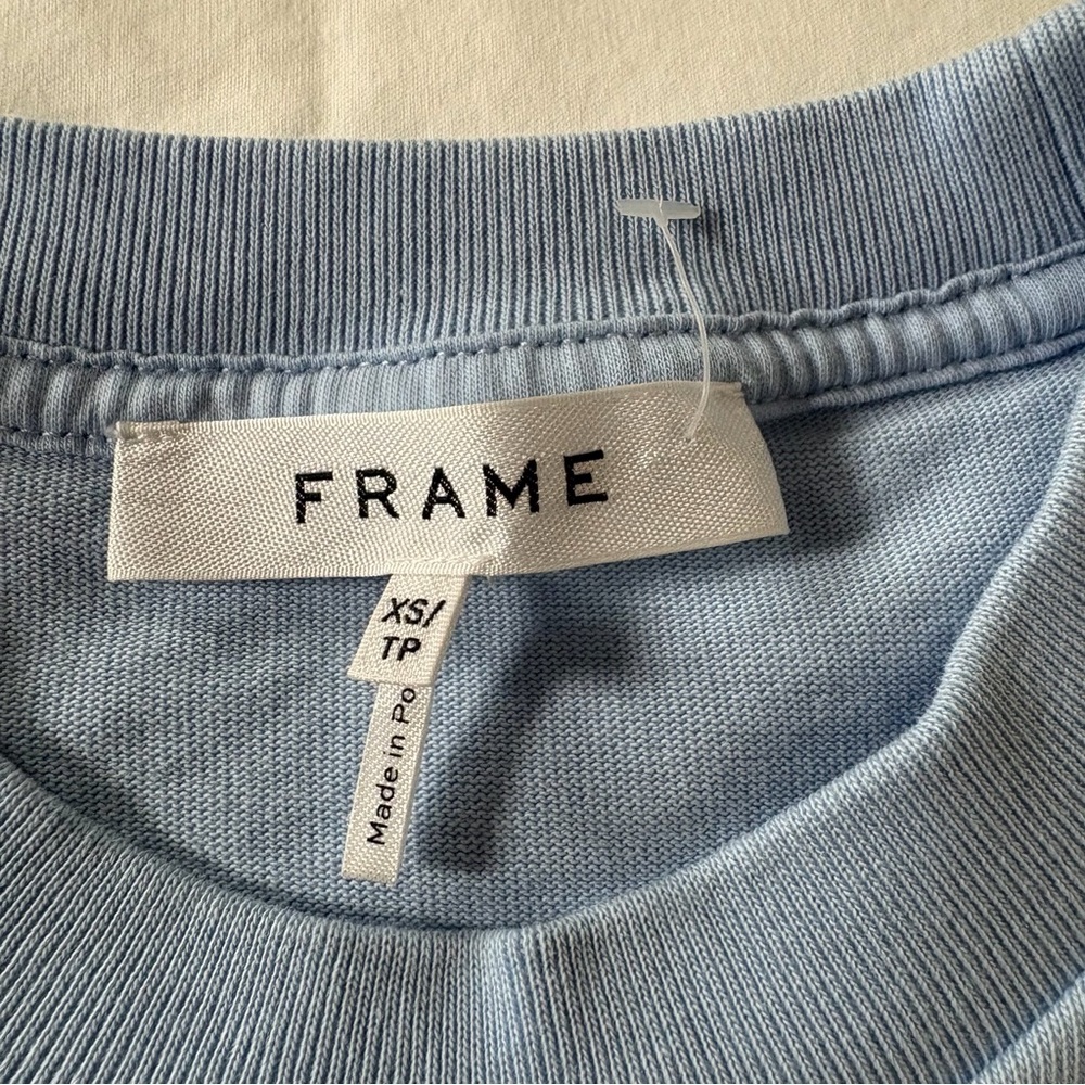 FRAME Graphic Tee Blue Abstract Logo | XS | EXCELLENT - Picture 4 of 8